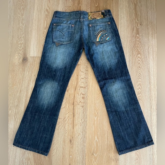 Rare Roberto Cavalli Vintage Embroidered Jeans Size 31 Bootcut - Picture 7 of 13